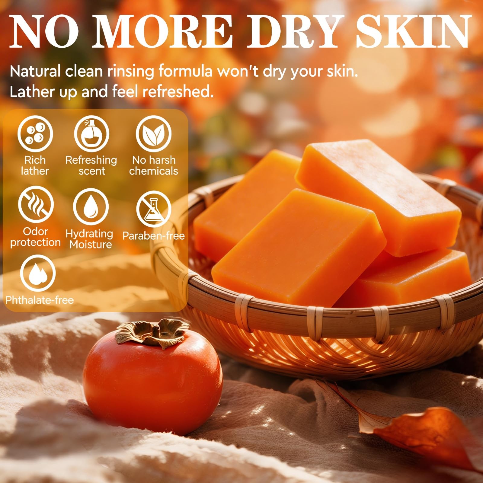 5 PCS Persimmon Soap Bar for Old People Smell