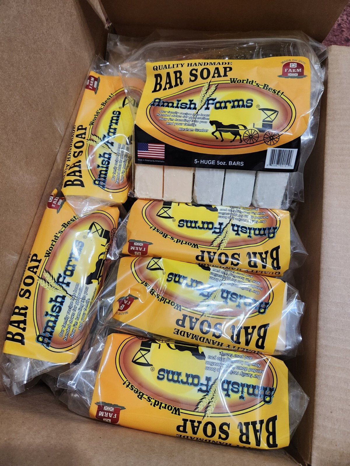 Amish Farm Bar Soap Bulk Lot 17 Packs 85 Huge Bars 5oz Each Soap Made In USA