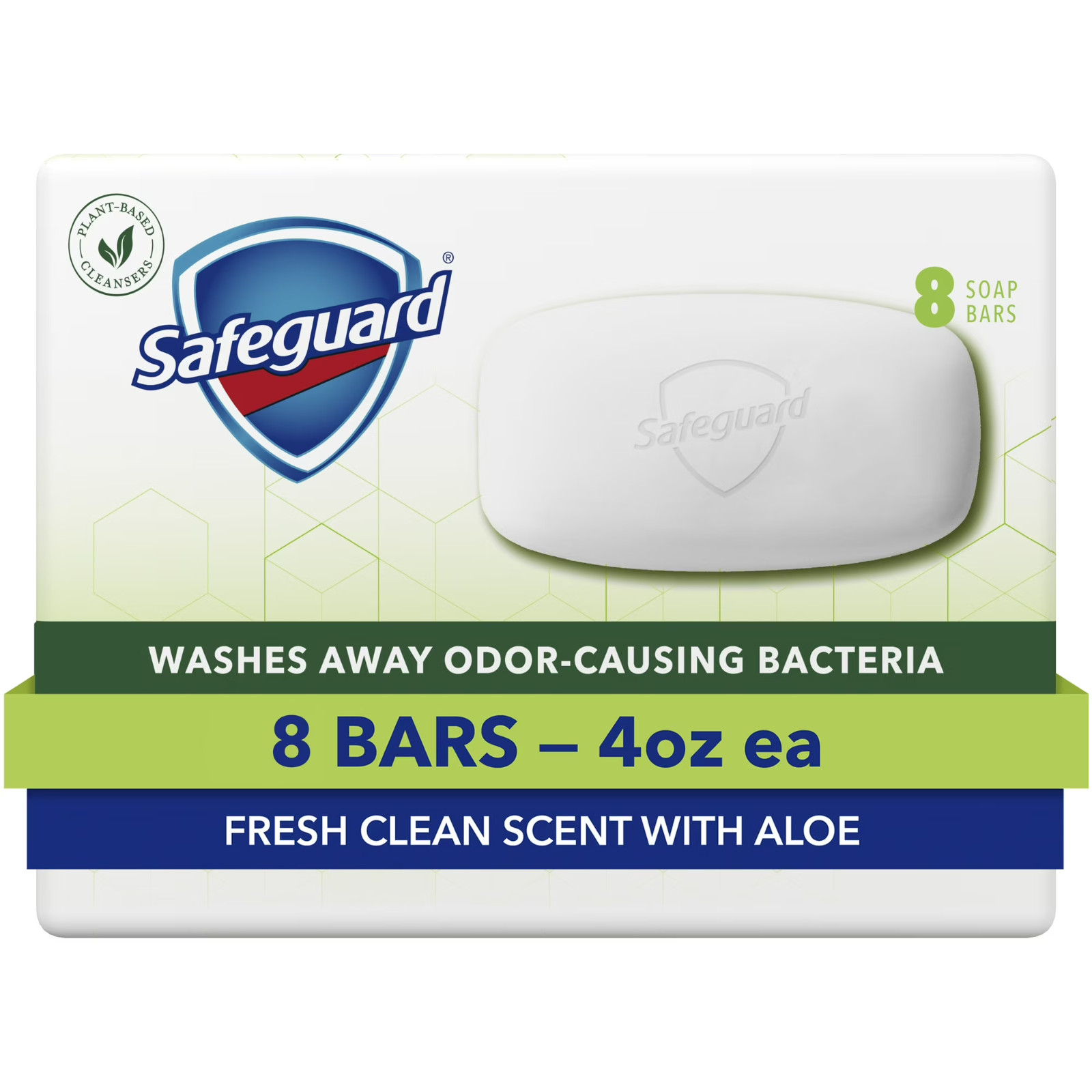 Safeguard Bath Bar Soap, Fresh Clean Scent with Aloe, 3.2 oz (8 Count)
