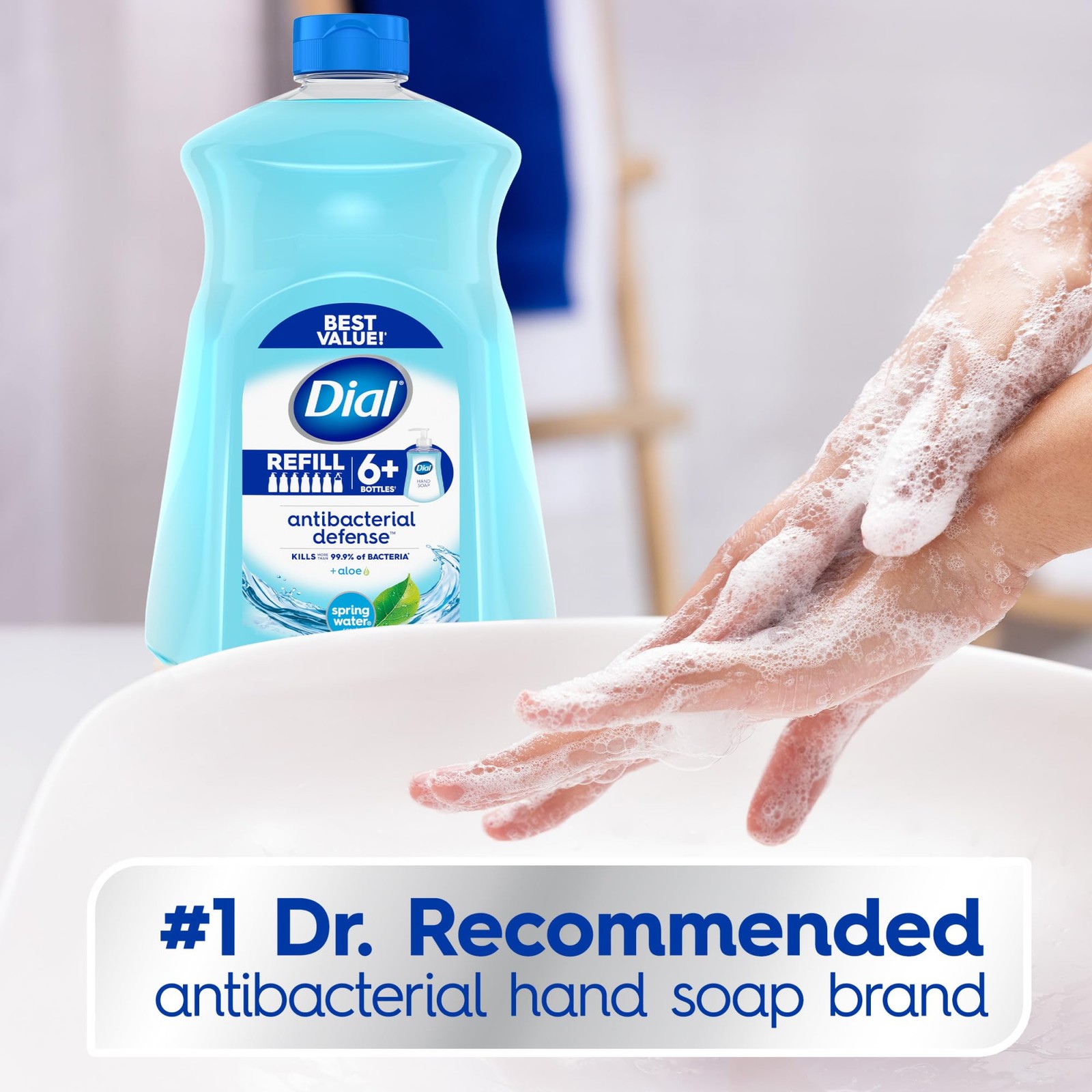 Dial Antibacterial Defense Liquid Hand Soap + Aloe, 52 Fl Oz (Pack of 3)