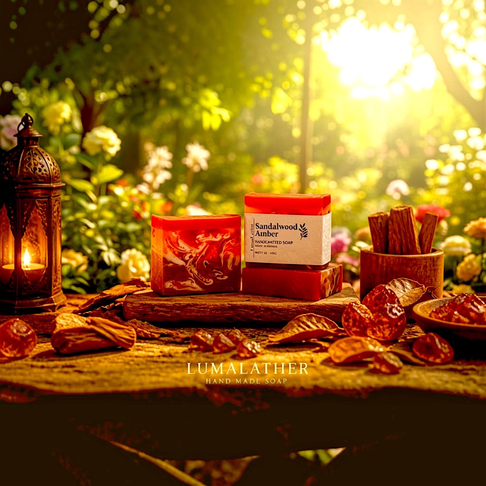 LumaLather Sandalwood Amber Handmade Soap Bar – Luxury Moisturizing Bath Soap