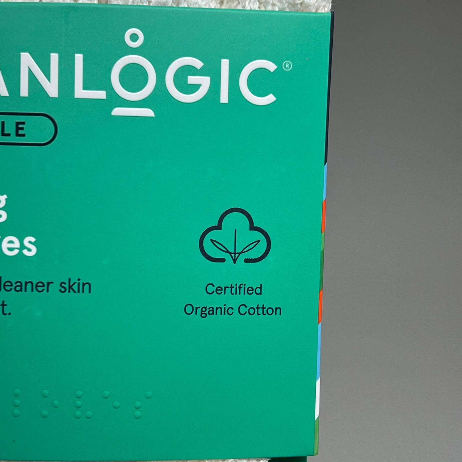 CLEANLOGIC (2 PACK) Certified Organic Cotton Exfoliating Body Gloves White 12001