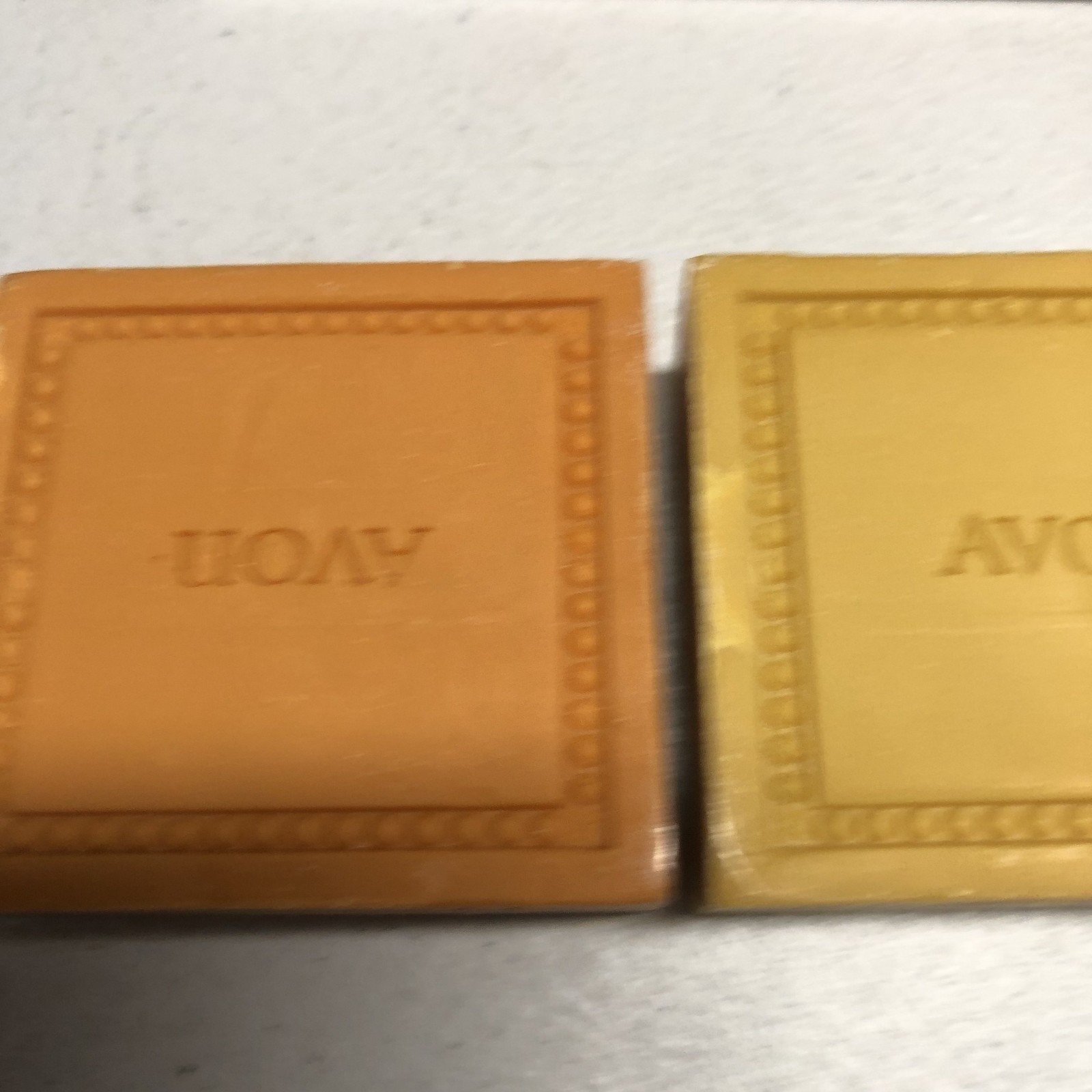 3 Avon PATCHWORK Perfumed Soaps ORANGE YELLOW GREEN Vintage