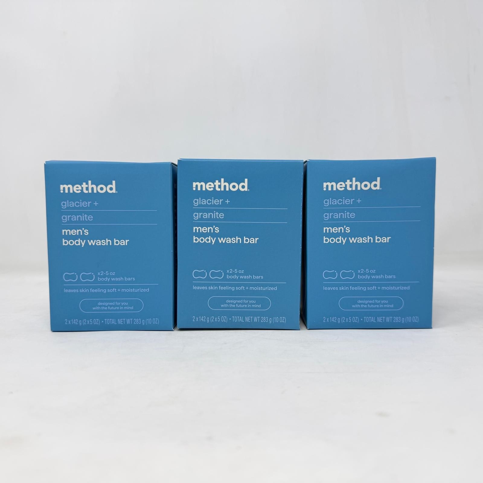 3-Pack Method Men’s Body Wash Bar Soap, Glacier + Granite, 5oz, 2 Count (6 Bars)
