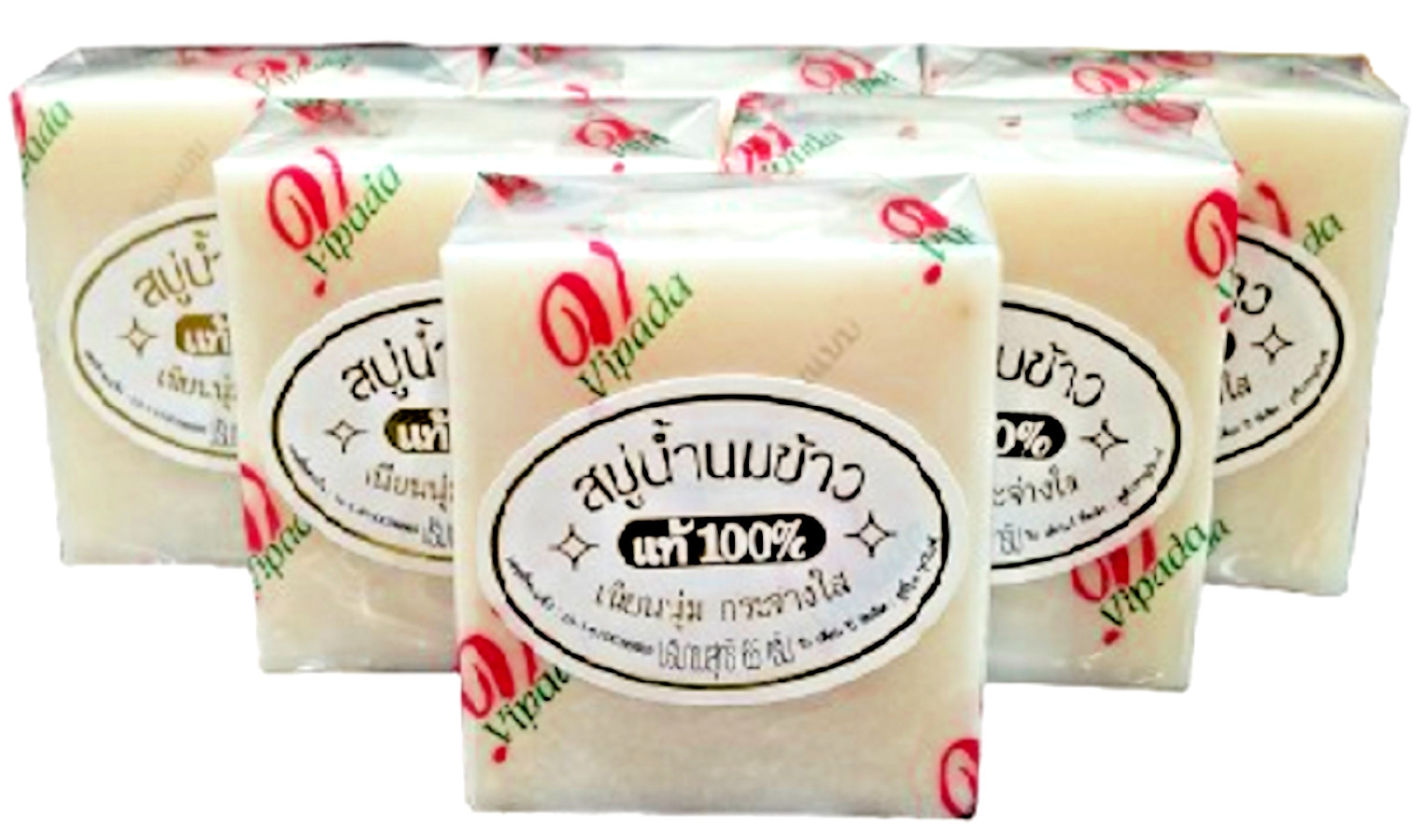 Vipada Thai Rice Milk Soap Natural Herbal Moisturizing Face & Body Soap 65g × 6