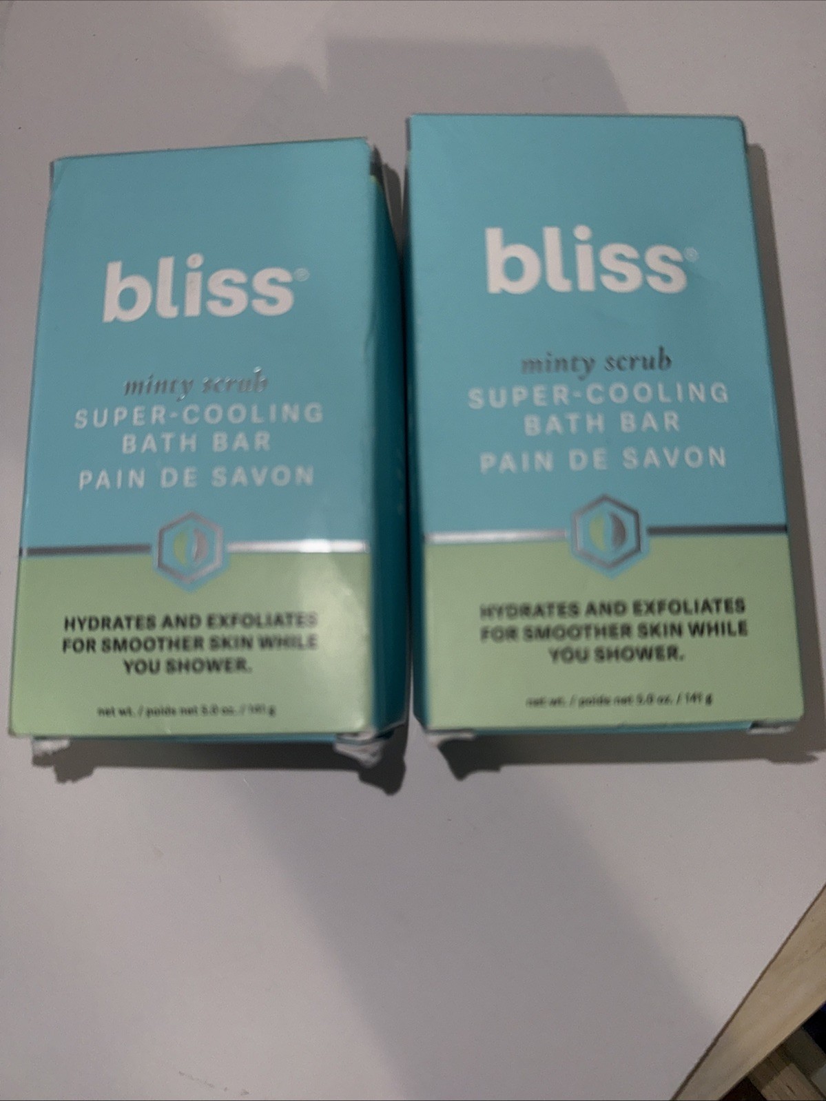 2 Bliss Minty Scrub Super Cooling Bath Soap Bar 5oz Lot