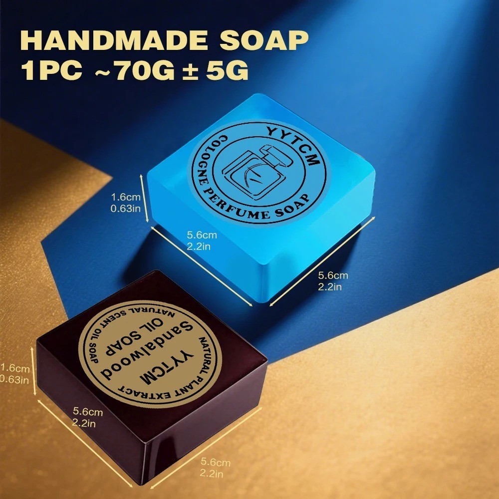 2-Pcs Men’s Cologne Perfume & Sandalwood w/ Essential Oil Handmade Bath Soap*