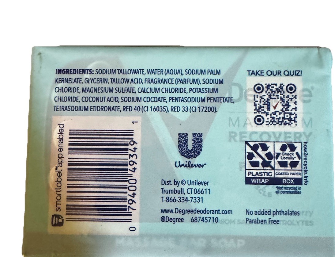 Degree Maximum Recovery Tart Cherry Massage Bar Soap 4 Pack
