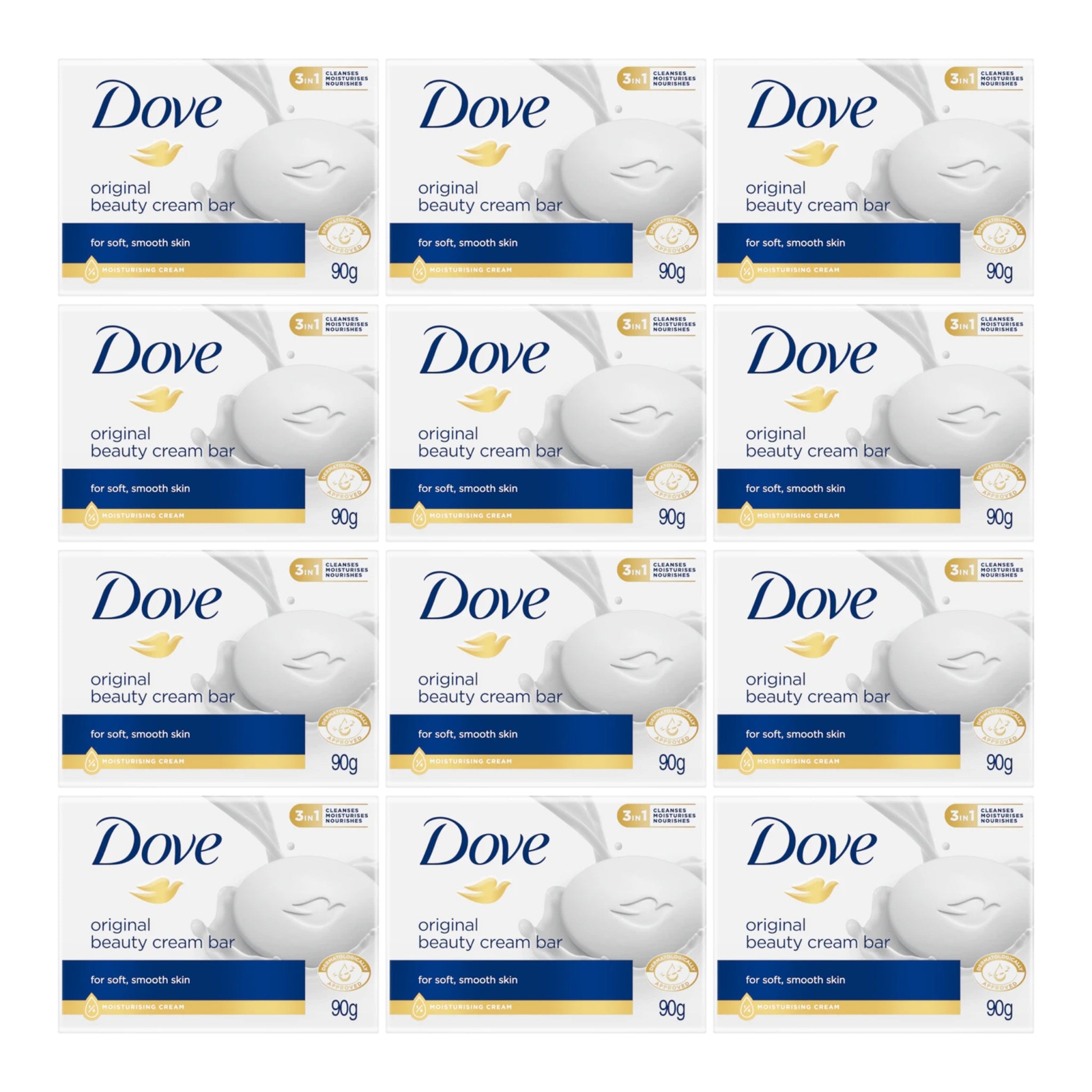 Dove Beauty Cream Bar Deep Moisture For Soft Skin, 3.17oz (Pack of 12)
