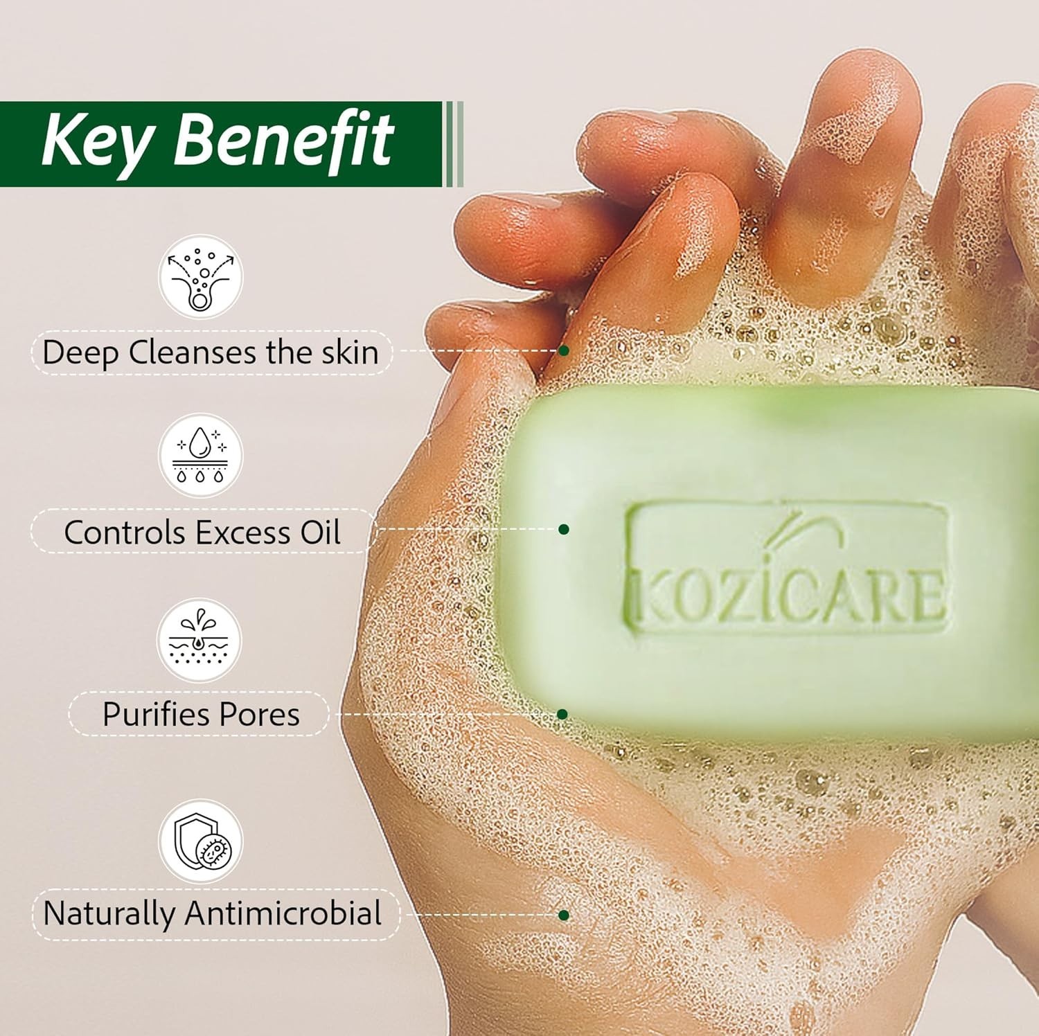 Kozicare Kojic Acid & Glutathione Soap Pack of 3 | Tan Removal & Detan | Skin