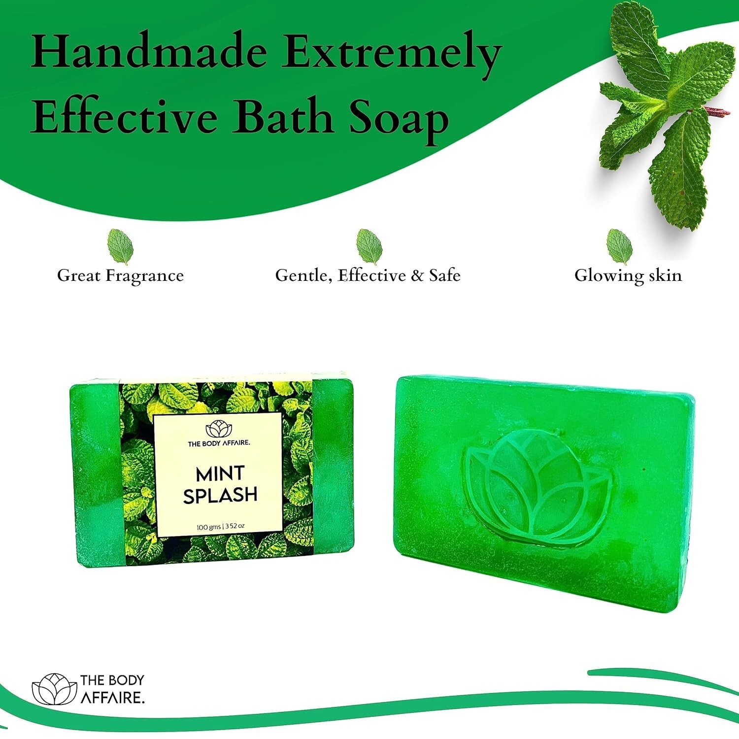 FORGANIK MINT SPLASH Handmade Soap by The Body Affaire 100gm For Men & Women