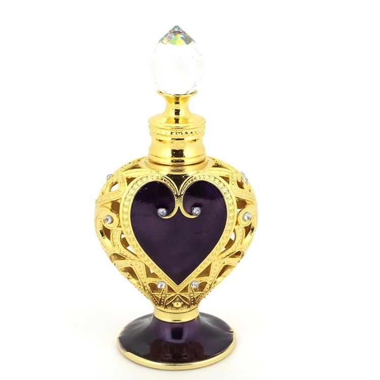 12ml Vintage Love Heart Empty Metal Perfume Bottle Refillable Aromatherapy oils