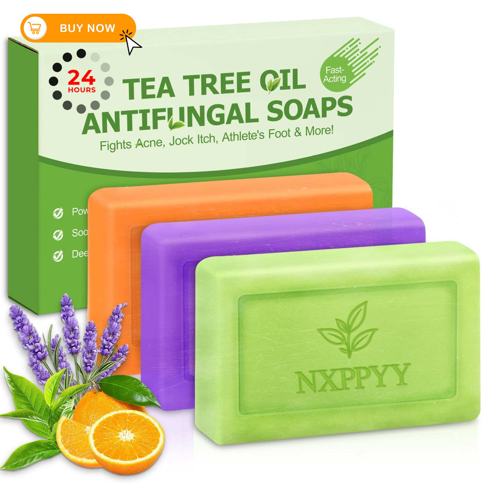 NXPPYY Antifungal Soap-Antibacterial Soap Bar with Tea 2.8 Ounce (Pack of 3)