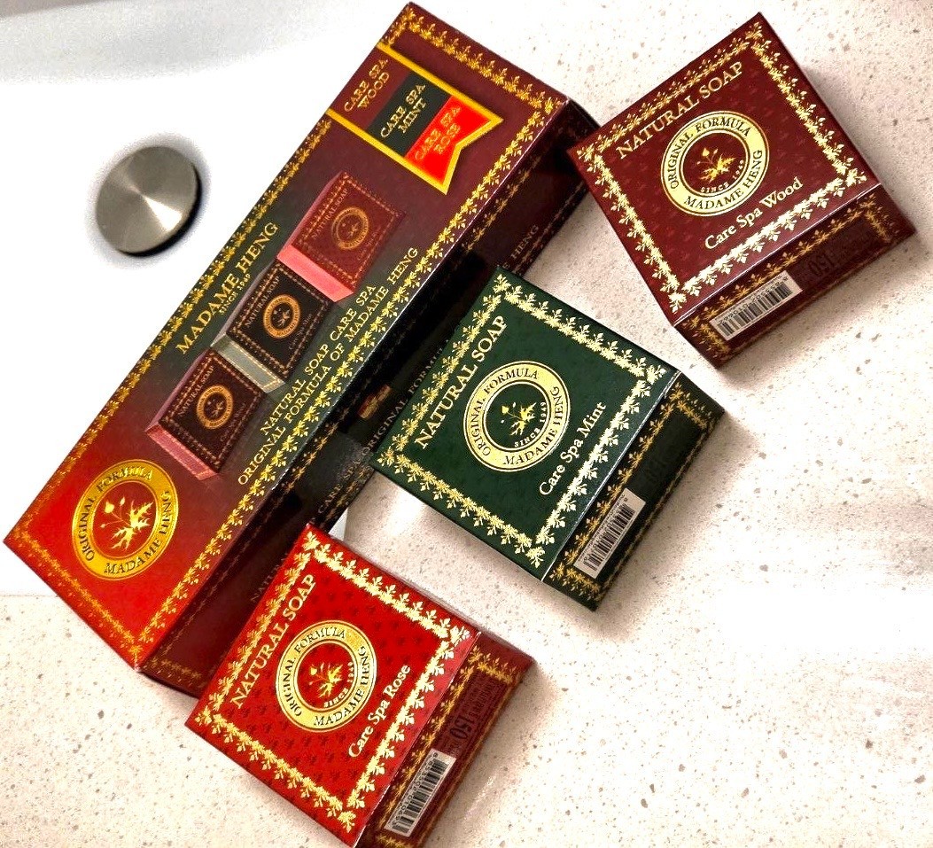 Madame Heng Natural Balance Care Spa Soap Set 3x150g Rose Mint Wood Thai Herbal