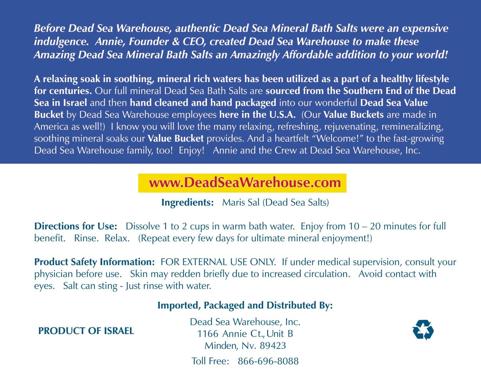 Dead Sea Warehouse-Amazing Minerals Dead Sea Bath Salts,100% Full Mineral The…