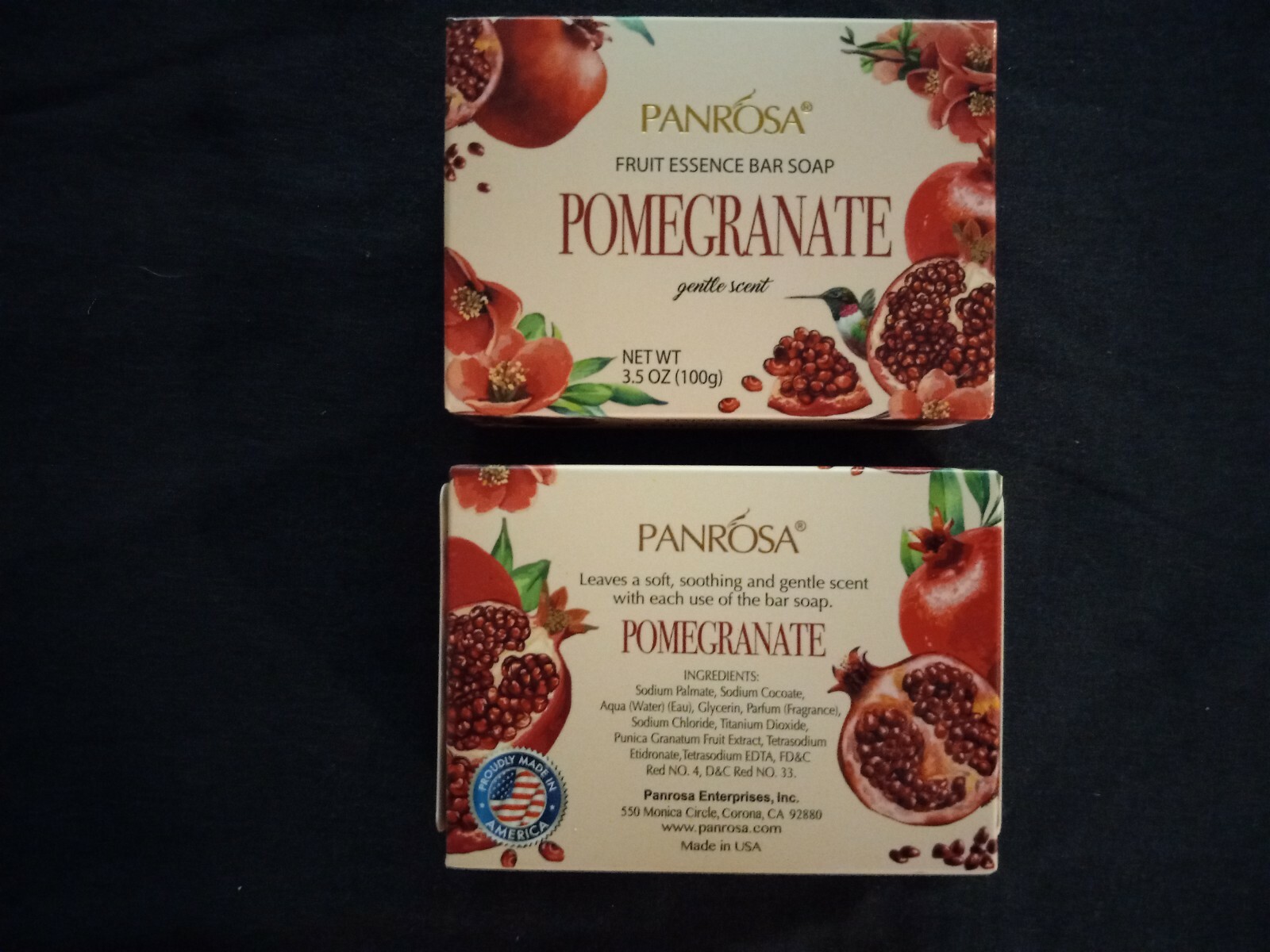 2 bars Decorative Essential oil lightly scented bar soap, 3.5oz Pomegranate USA