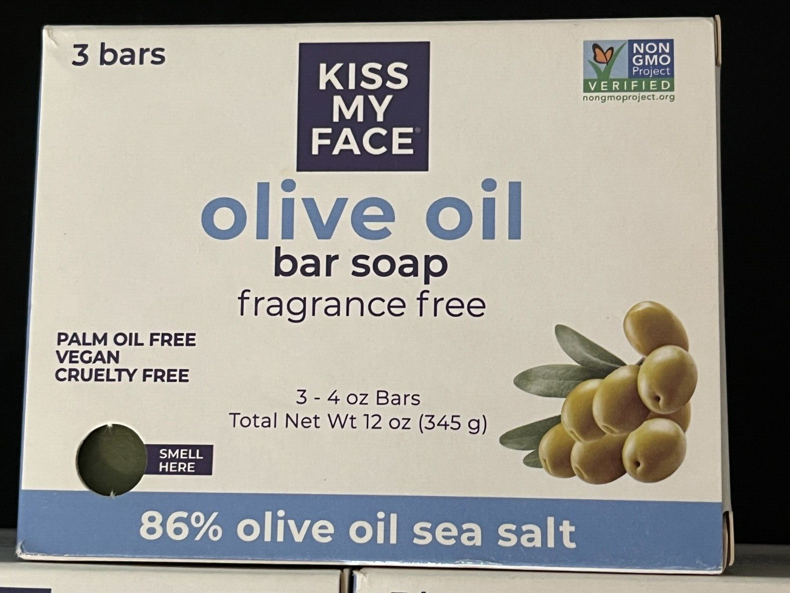 Kiss My Face 3 Pack Pure Olive Oil Vegan Bar Soap for Men and Women – 9 Bars