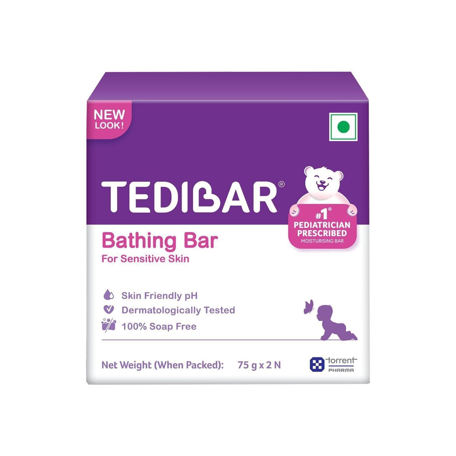 Tedibar Baby Bathing Bar (75gm, Pack of 2)