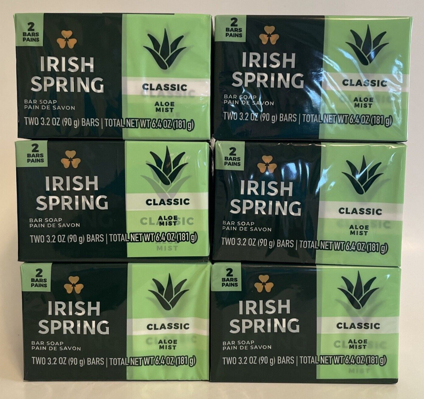 12 Irish Spring Classic Aloe Mist Bar Soap 3.2 oz (2-pk x 6)