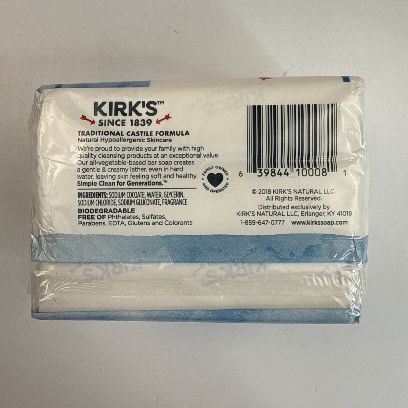 Kirk’s Natural Premium Coconut Oil Castile Soaps Original Fresh Scent 3 Pack