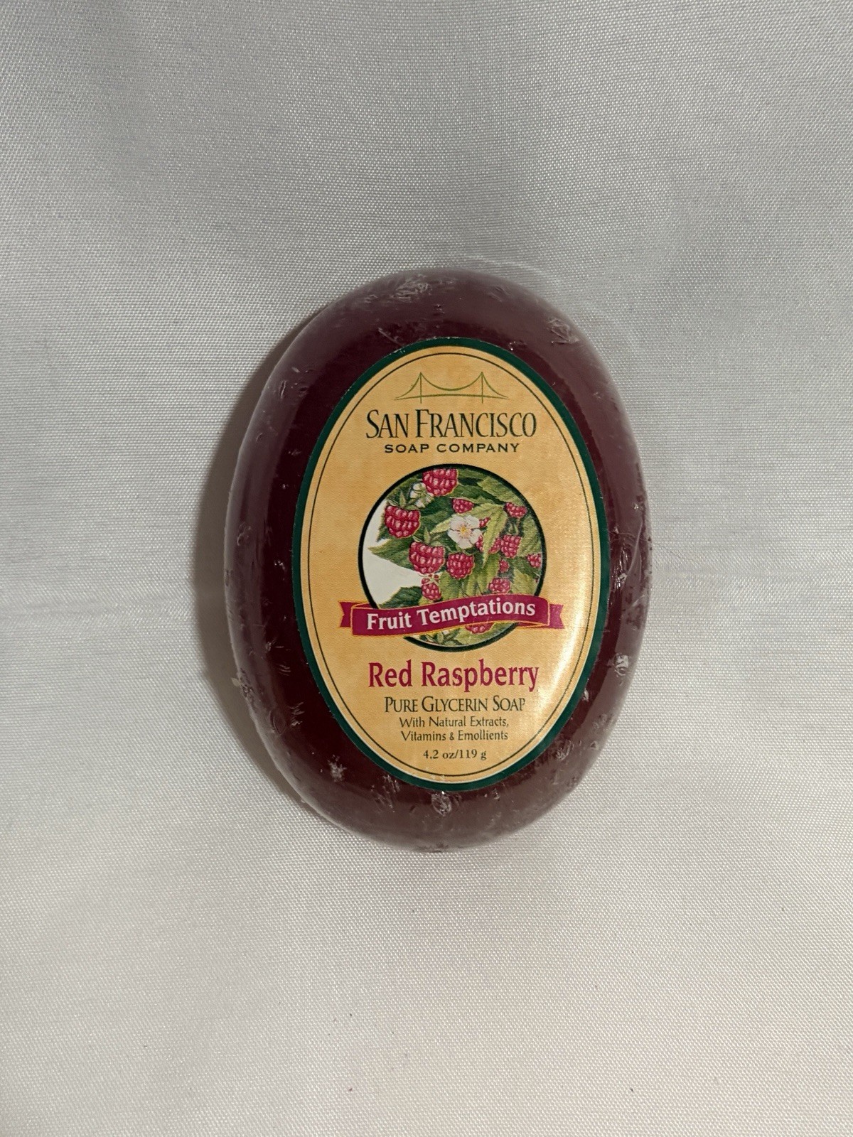 VTG San Francisco Soap Co Glycerin 4.2 oz Fruit Temptations Red Raspberry Bar