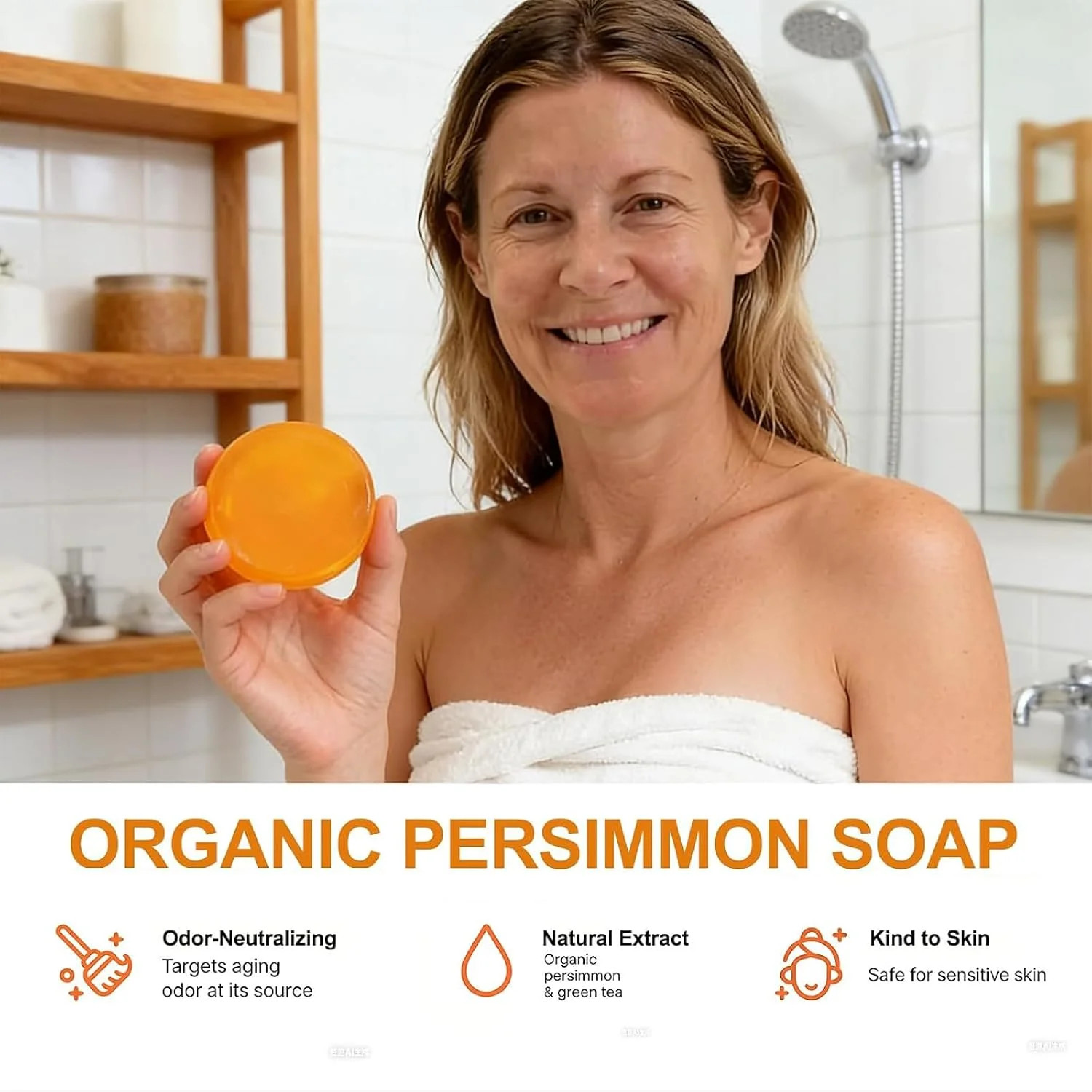 Persimmon Soap for Old People Smell, Deodorizing & Purifying Bar Soap