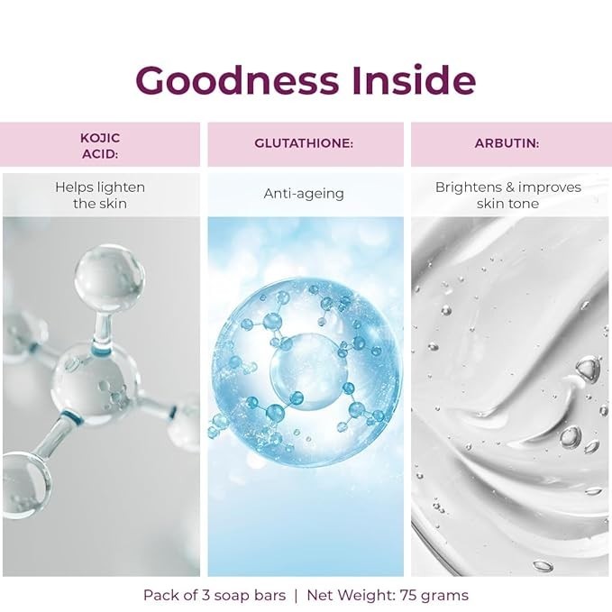 3 X Kozicare Kojic Acid Skin Lightening Soap 75g each Glowing Skin & Dark Spots