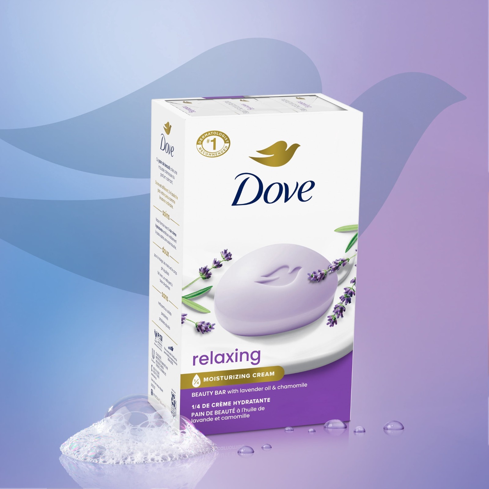 Dove Soap Beauty Bar Relaxing Lavender Chamomile 3.75 oz 8 Ct, 2 Pack (16 Bars)