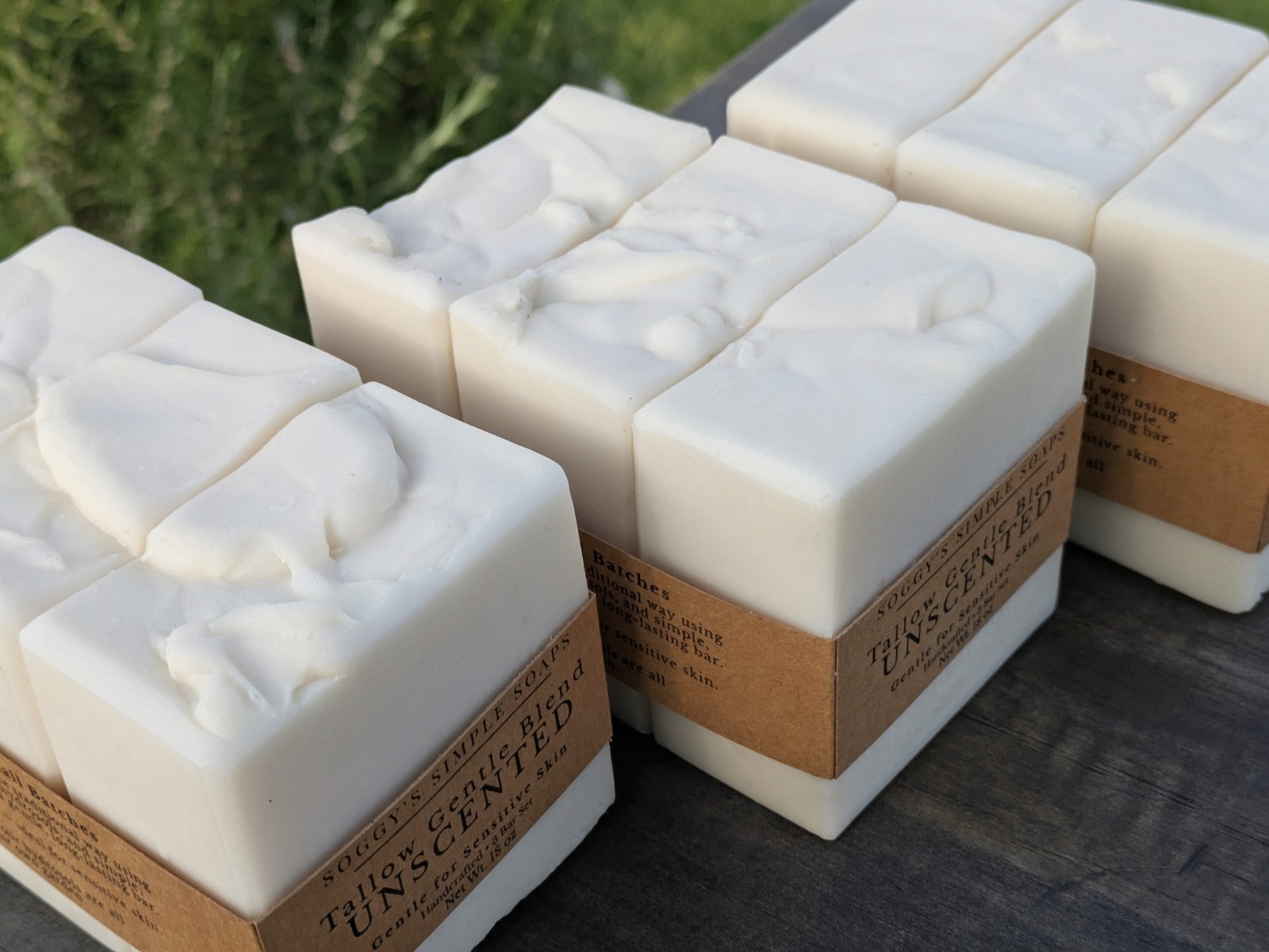 Unscented Tallow Soap 9 Bars Sensitive Skin Natural Handmade Bar Soap Bulk