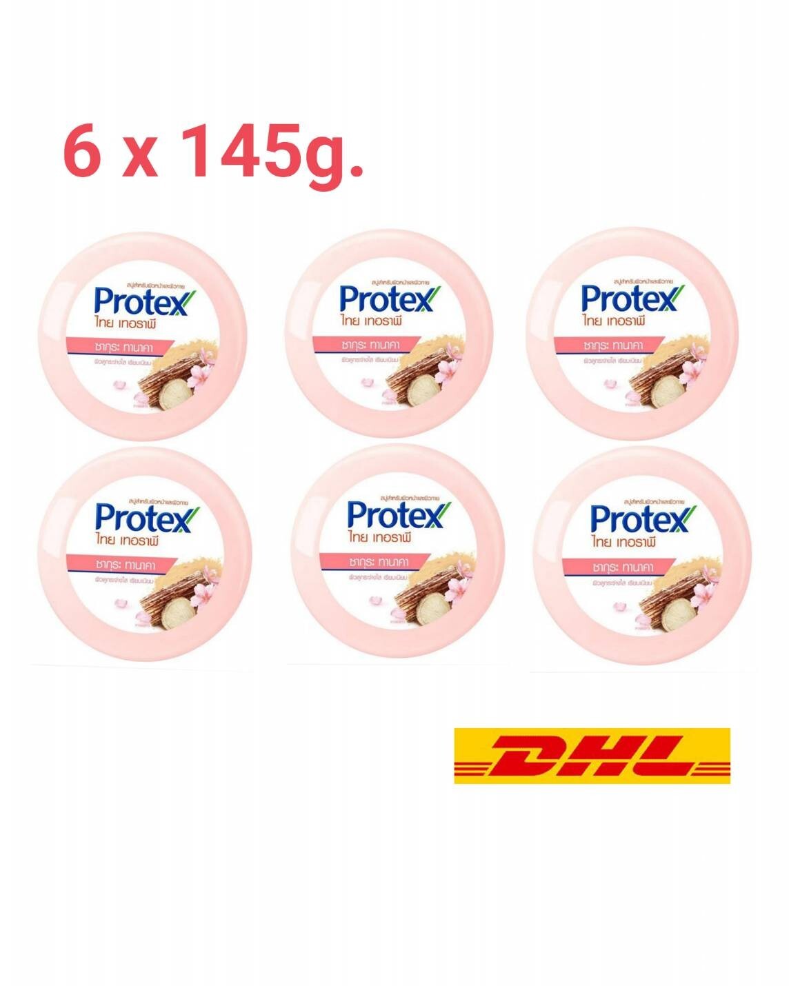 6x Sakura Thanaka herbal Bar Soap Protex Thai Therapy Bright smooth skin 145g.