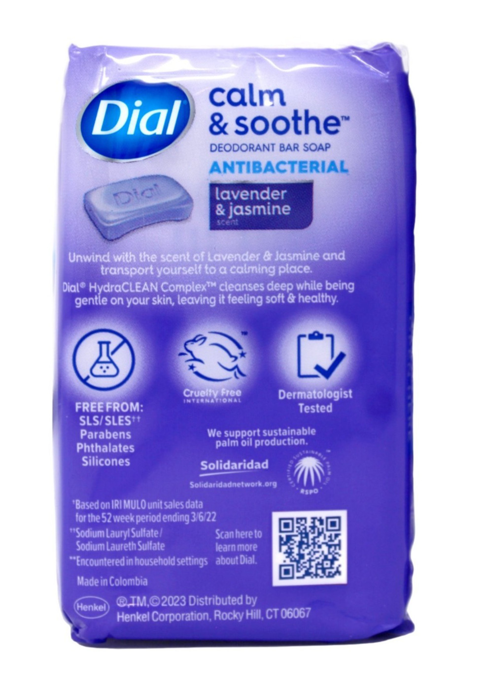Lot of 2 Dial Calm & Soothe Antibacterial Bar Soap Lavender & Jasmine Scent NEW