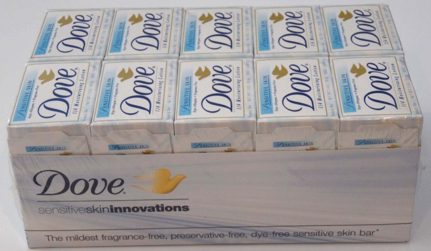 Vtg 30 Cnt Box bulk Dove Sensitive Skin 1/4 Moisturizing Bar Soap 1 Oz Mini 2002