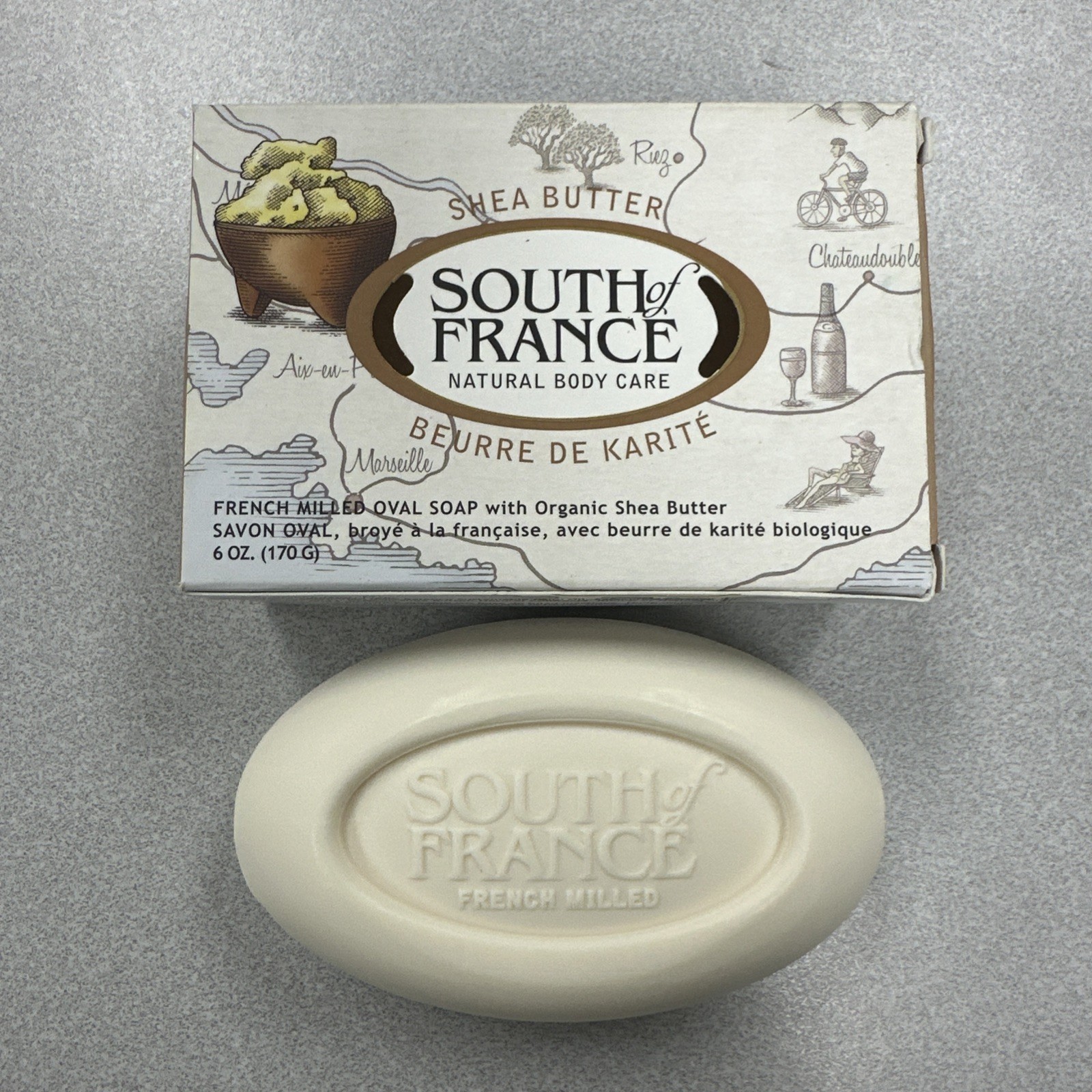 South Of France French Milled Oval Bar Soap Shea Butter 6 oz Natural Body Care