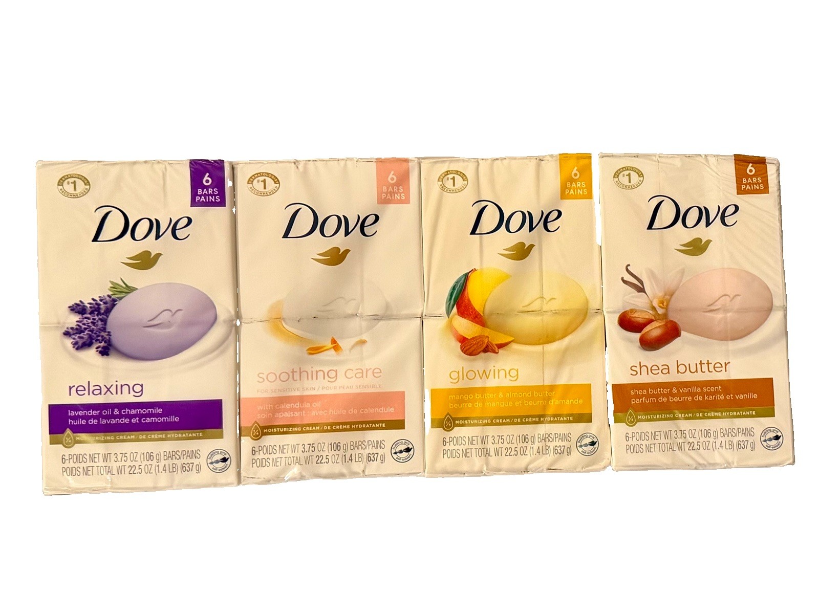 24 Dove Beauty Cream Bath Bar Soap 4 oz Variety