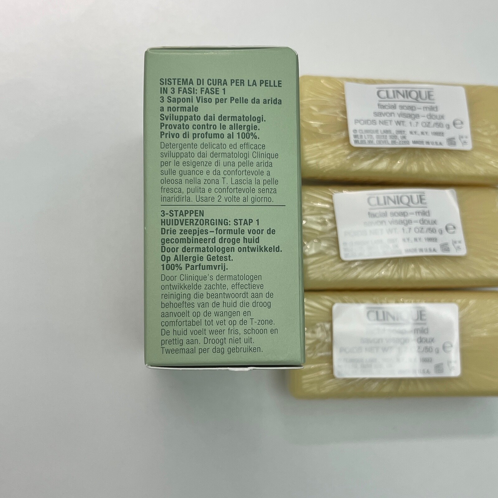 NEW BOXED Clinique 3 Little Bar Soap Mild For Skin Type 2 Dry Combination RARE