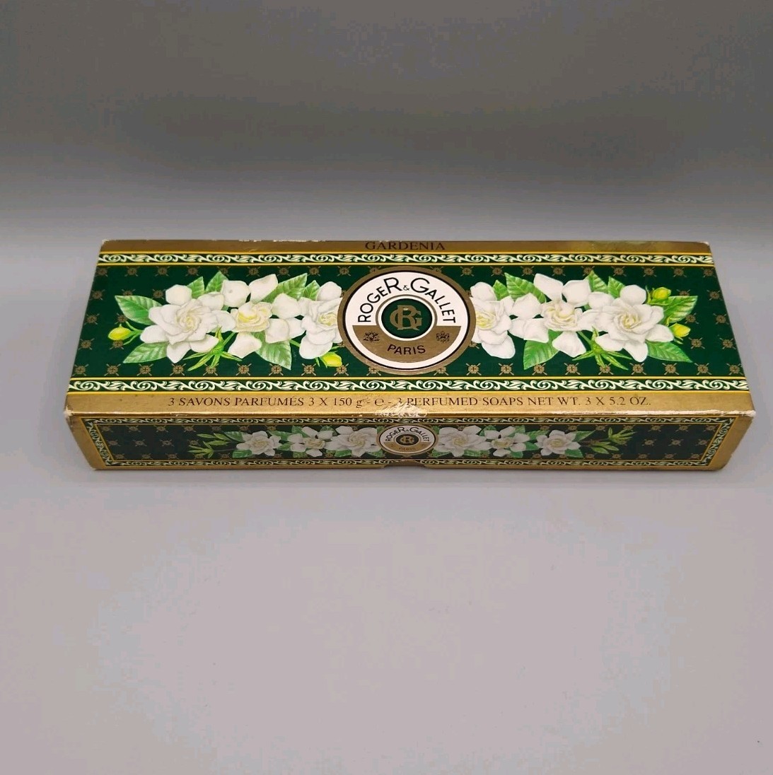 3 Roger & Gallet Perfumed Soaps, Gardenia 5.2 Oz Bars, vintage open box READ