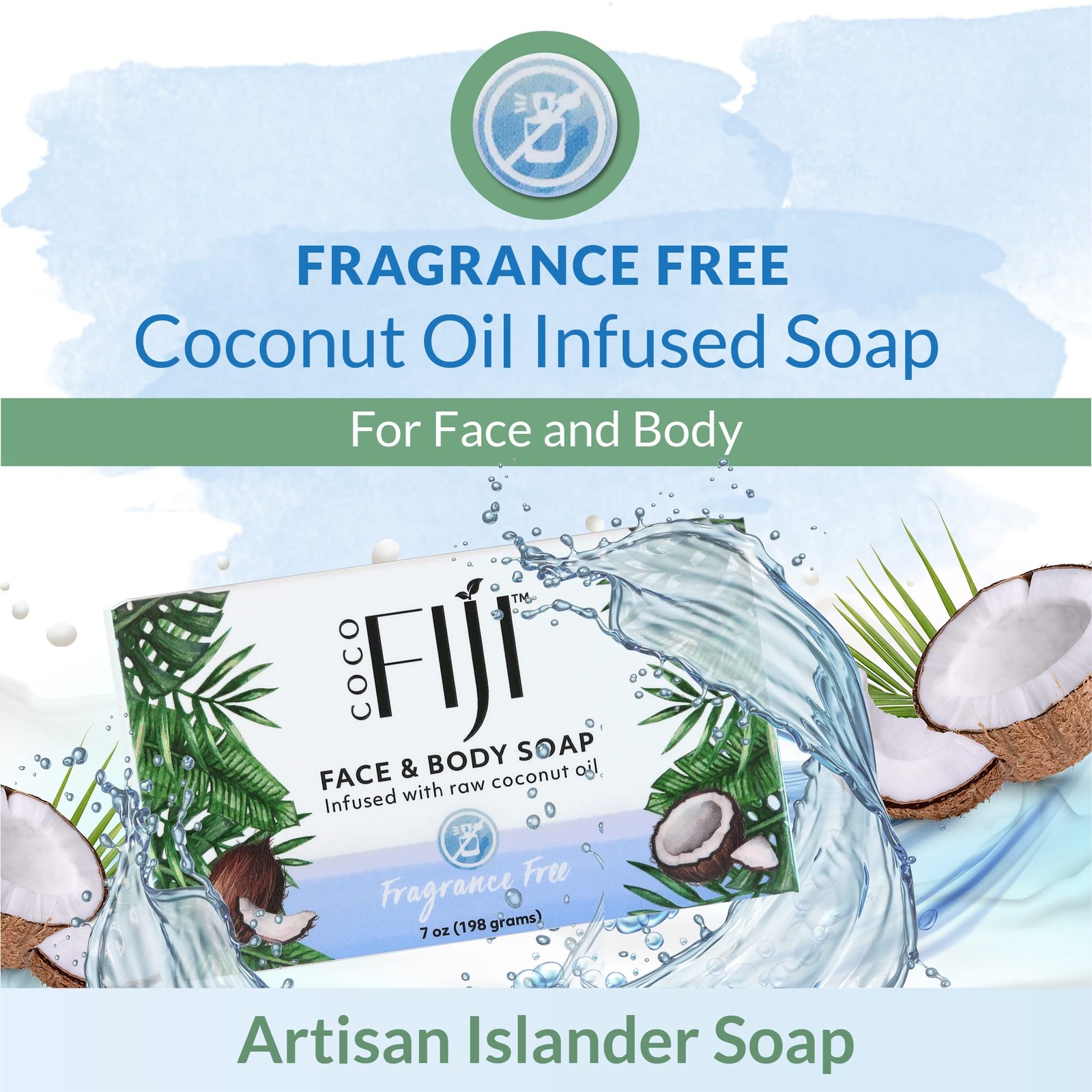 Coco Fiji Plant Based Soap Bar Pack Of 3 Moisturizing Vegan Coconut Cleanser