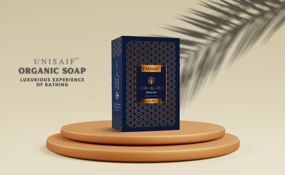 Unisaif Dehn-Al-Oud Organic Soap Bar 125g, Moisturizing, Paraben-Free, All Skins