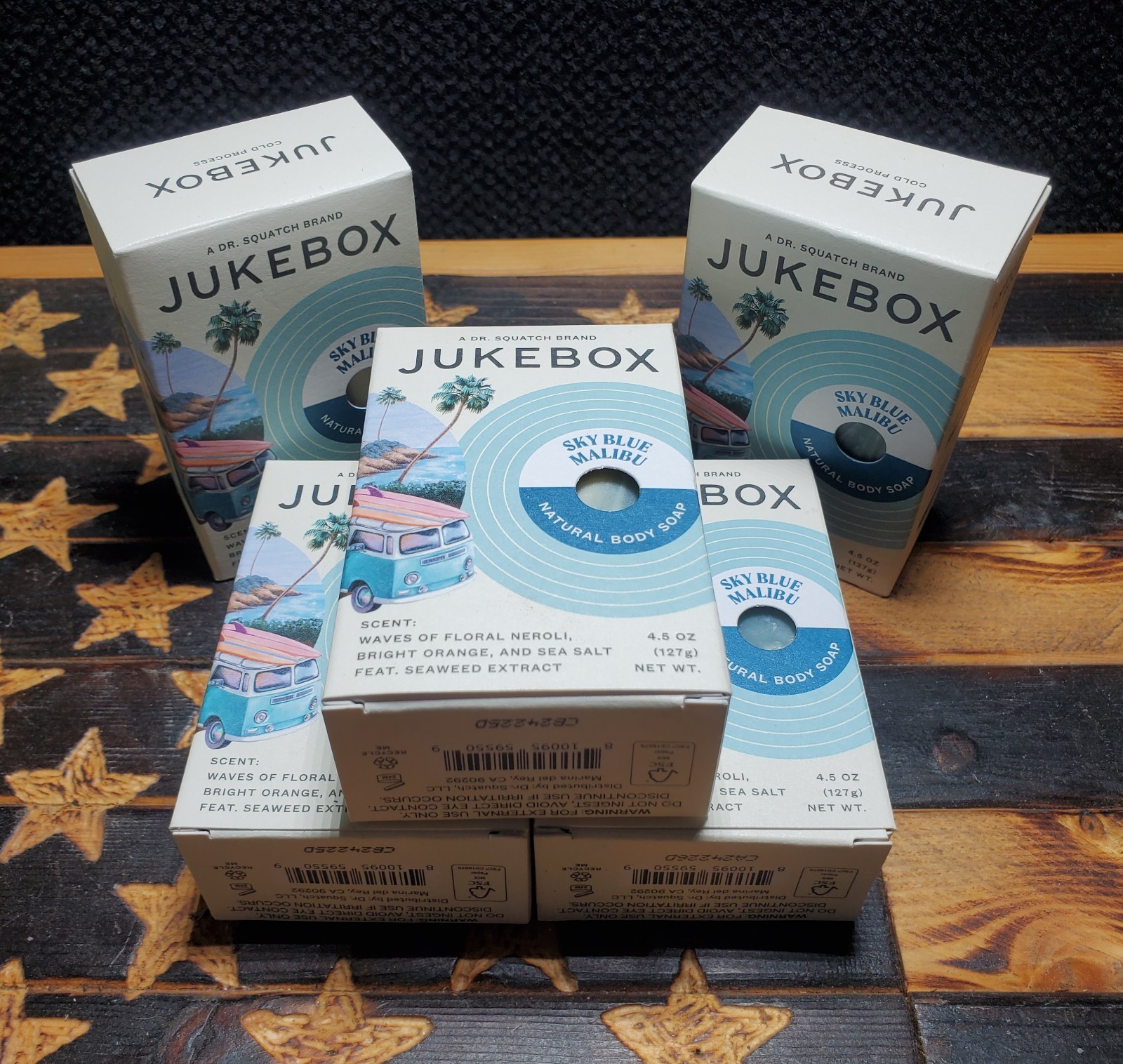 (LOT OF 5) Jukebox SKY BLUE MALIBU Natural Body Bar Soap | a DR SQUATCH Brand