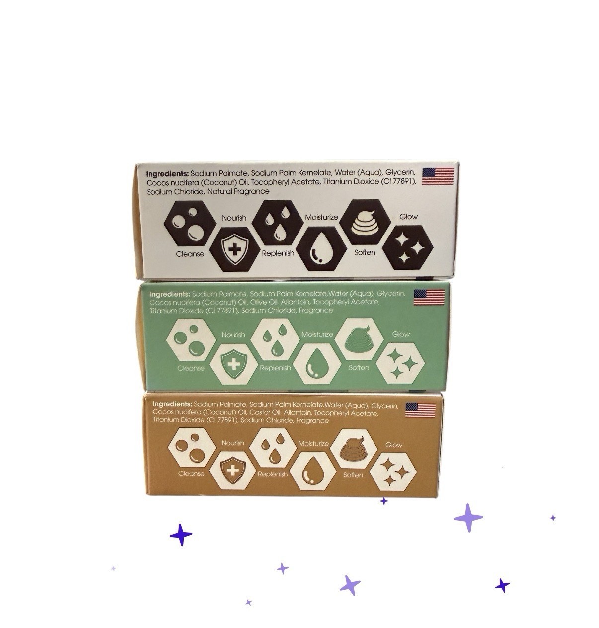OKAY COCONUT DEEP MOISTURIZING ,Fresh & Castor Oil SOAP BAR ( 3 Mixed Packs )
