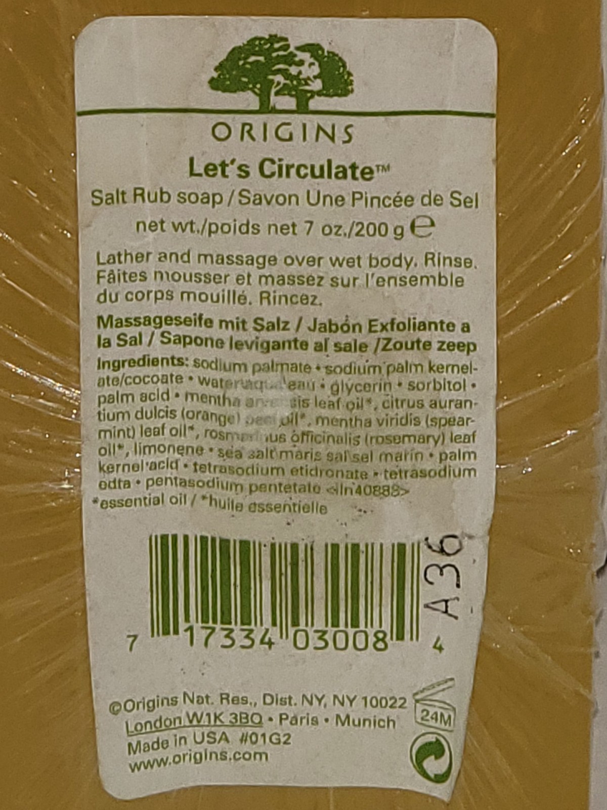 Origins Let’s Circulate Salt Rub Soap Bar 7oz NEW