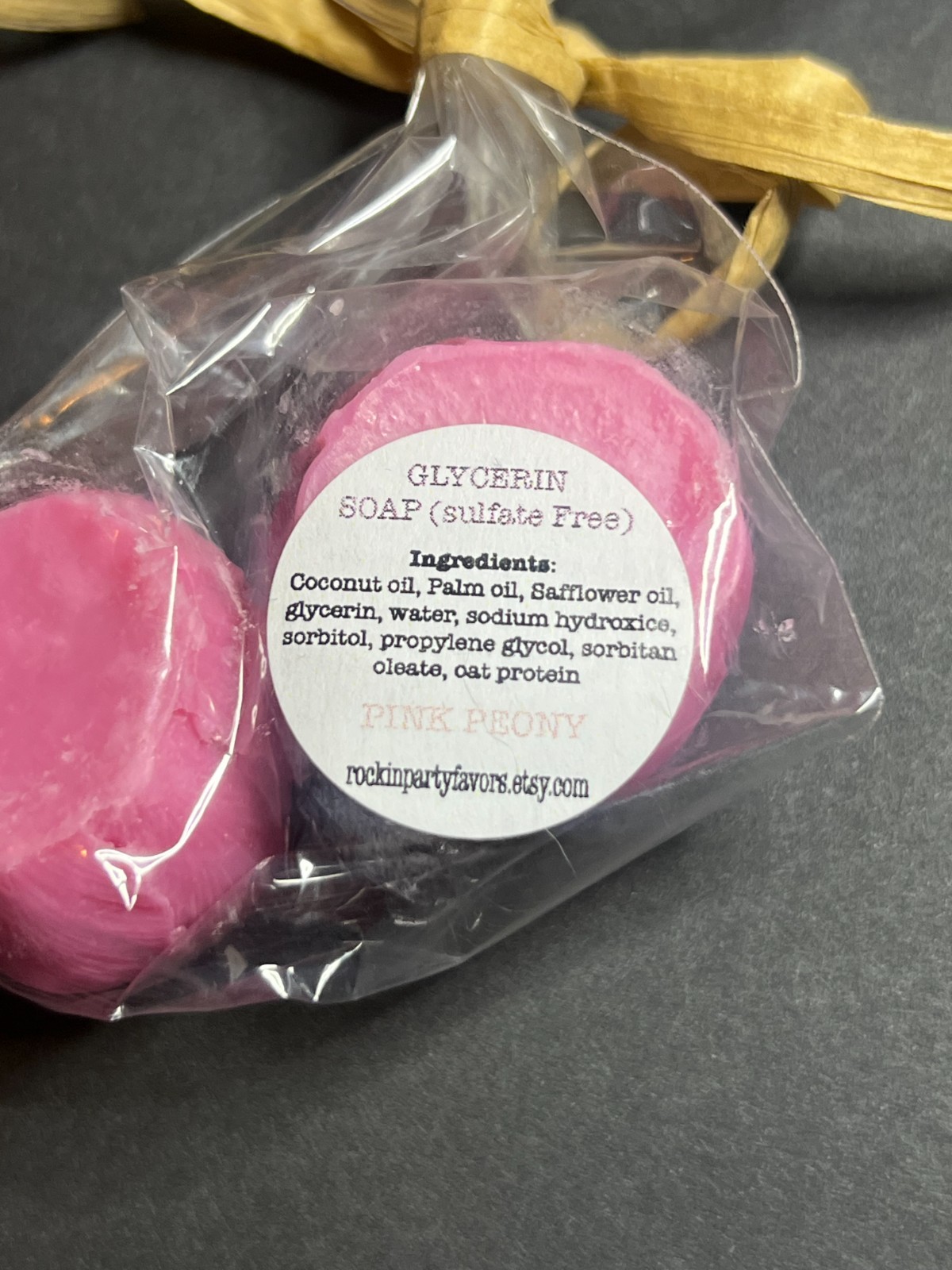 Set of 2 Pink Mini Floral Peony Flower Shaped Vegan Glycerin Soaps .9oz