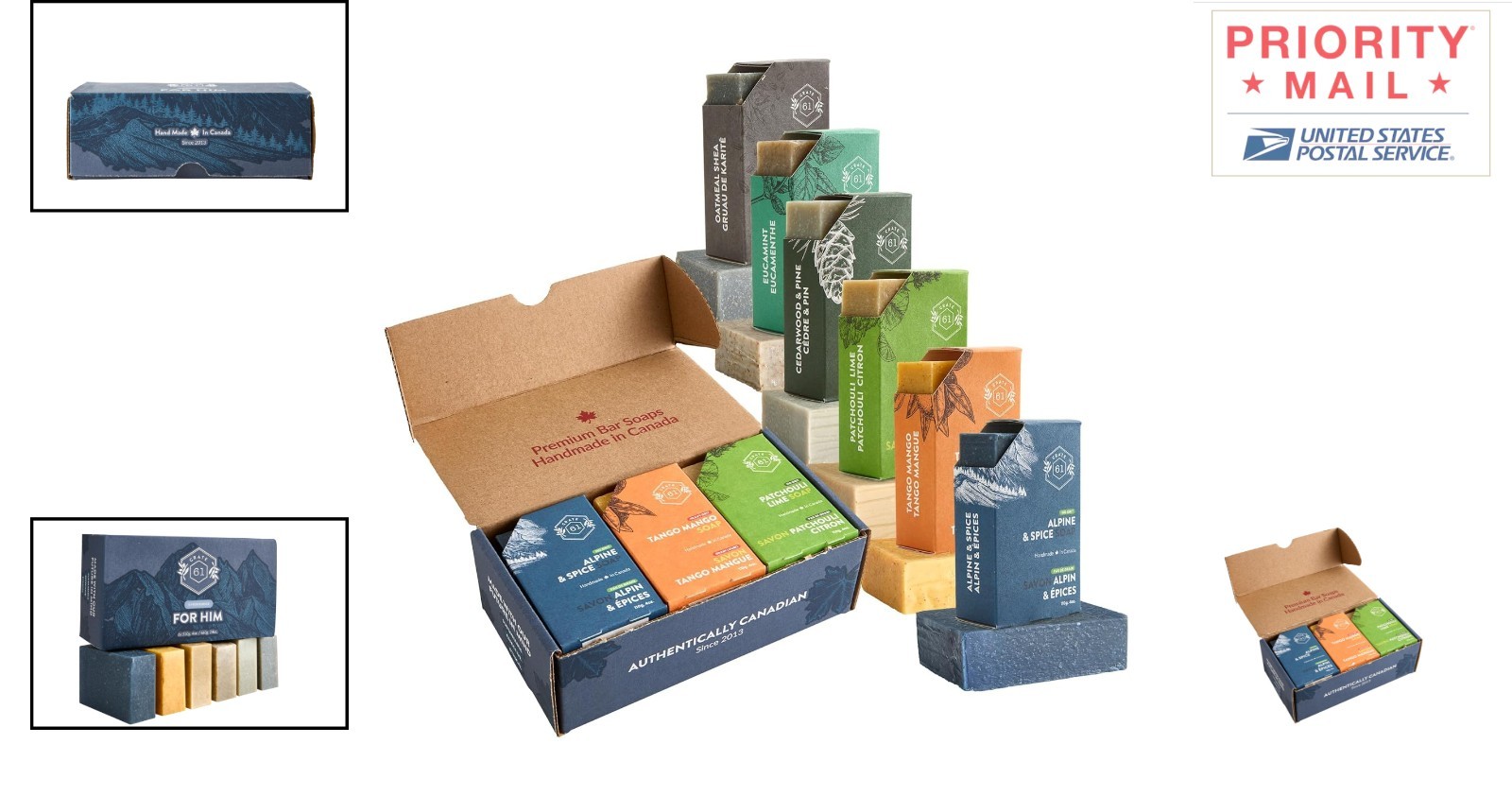 Moisturizing Bar Soap Set Pack of 6 Cold Process Natural Ingredients