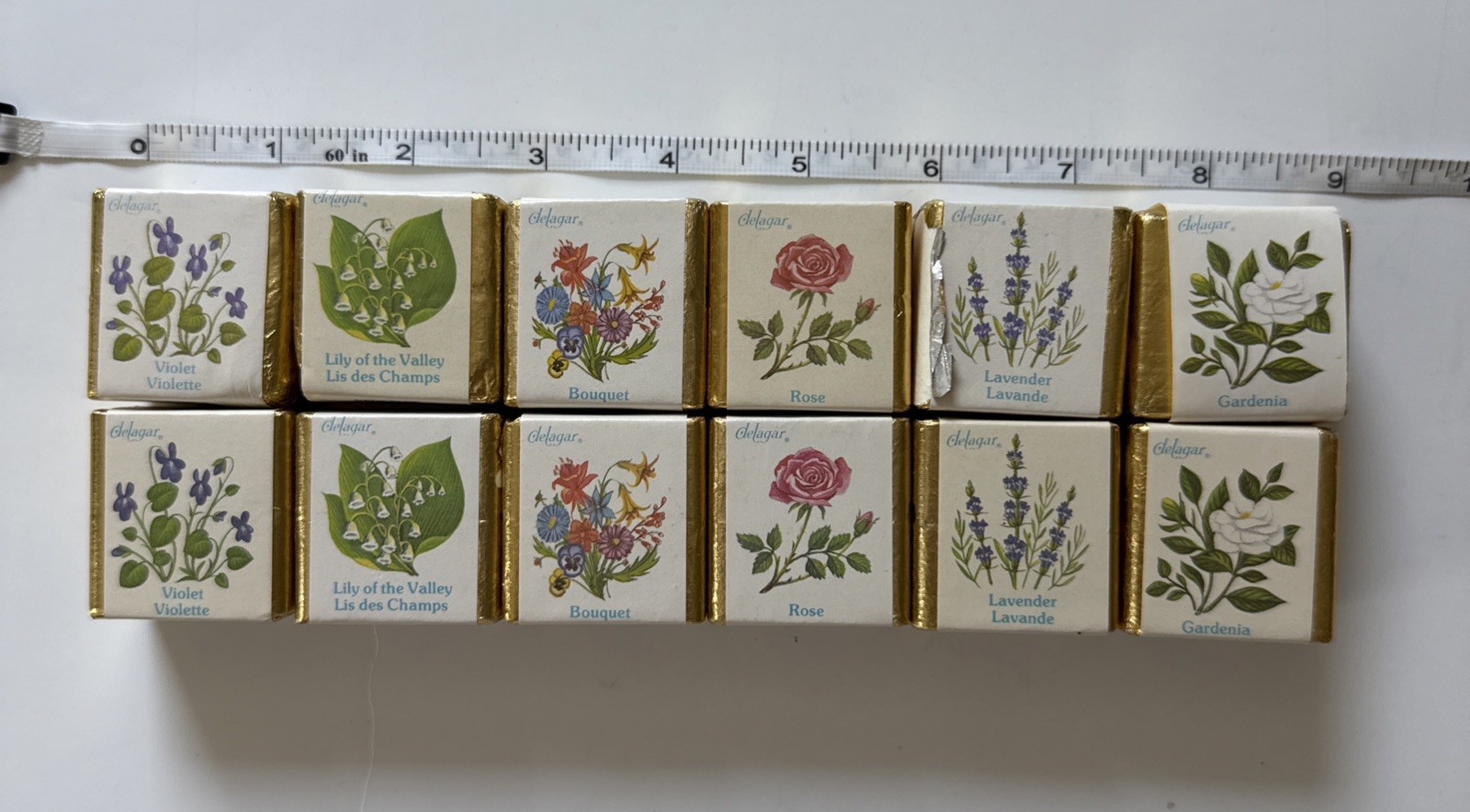 12 Vtg Delagar English Country Floral Bath Cube Gardenia Lavender Violet Rose
