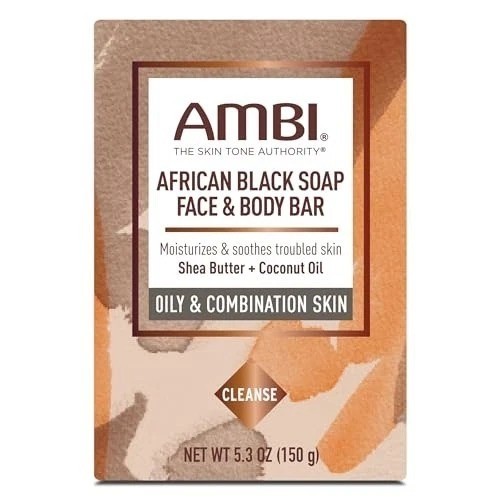 3 Pack Ambi Black Soap Cleansing Bar with Shea Butter Vit E for Oily Skin 5.3 OZ