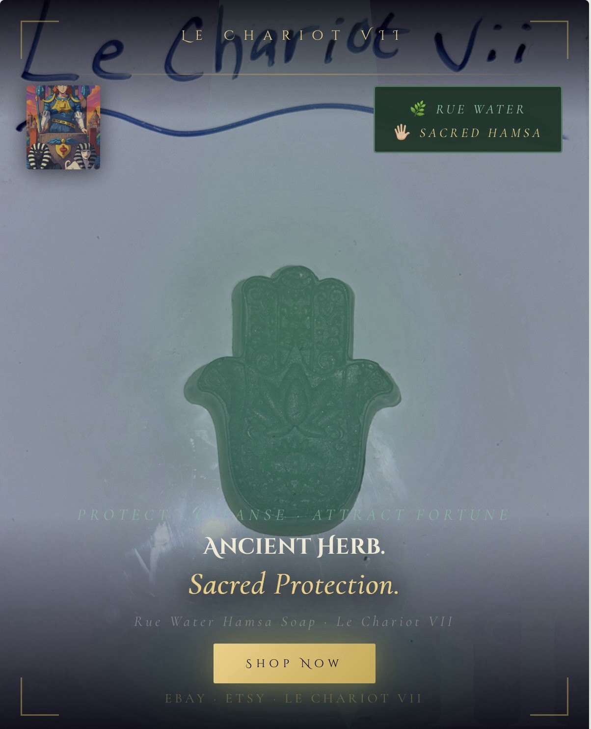 Rue Water – Agua de Ruda Soap Bar – Green Hamsa Hand Soap (Protection Soap)