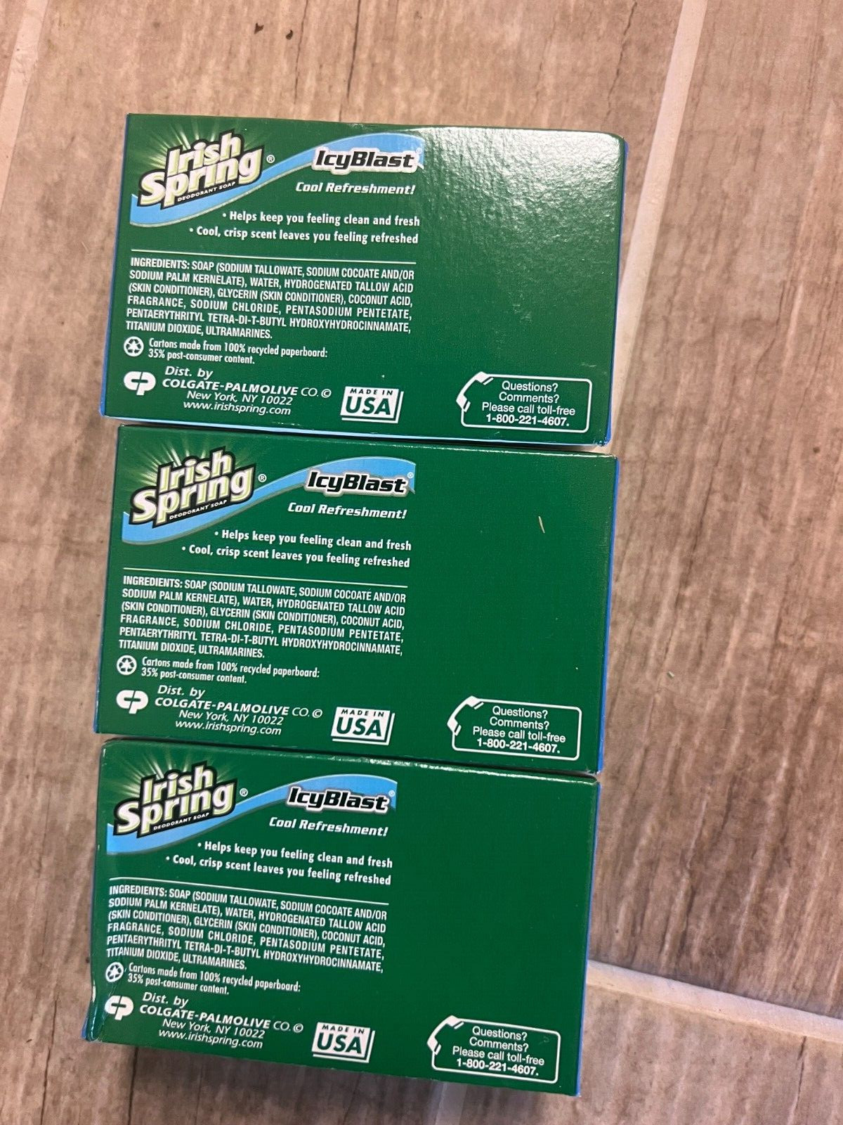 Irish Spring Icy Blast Bar Soap Deodorant Pack of 3 New 4 oz each Travel USA