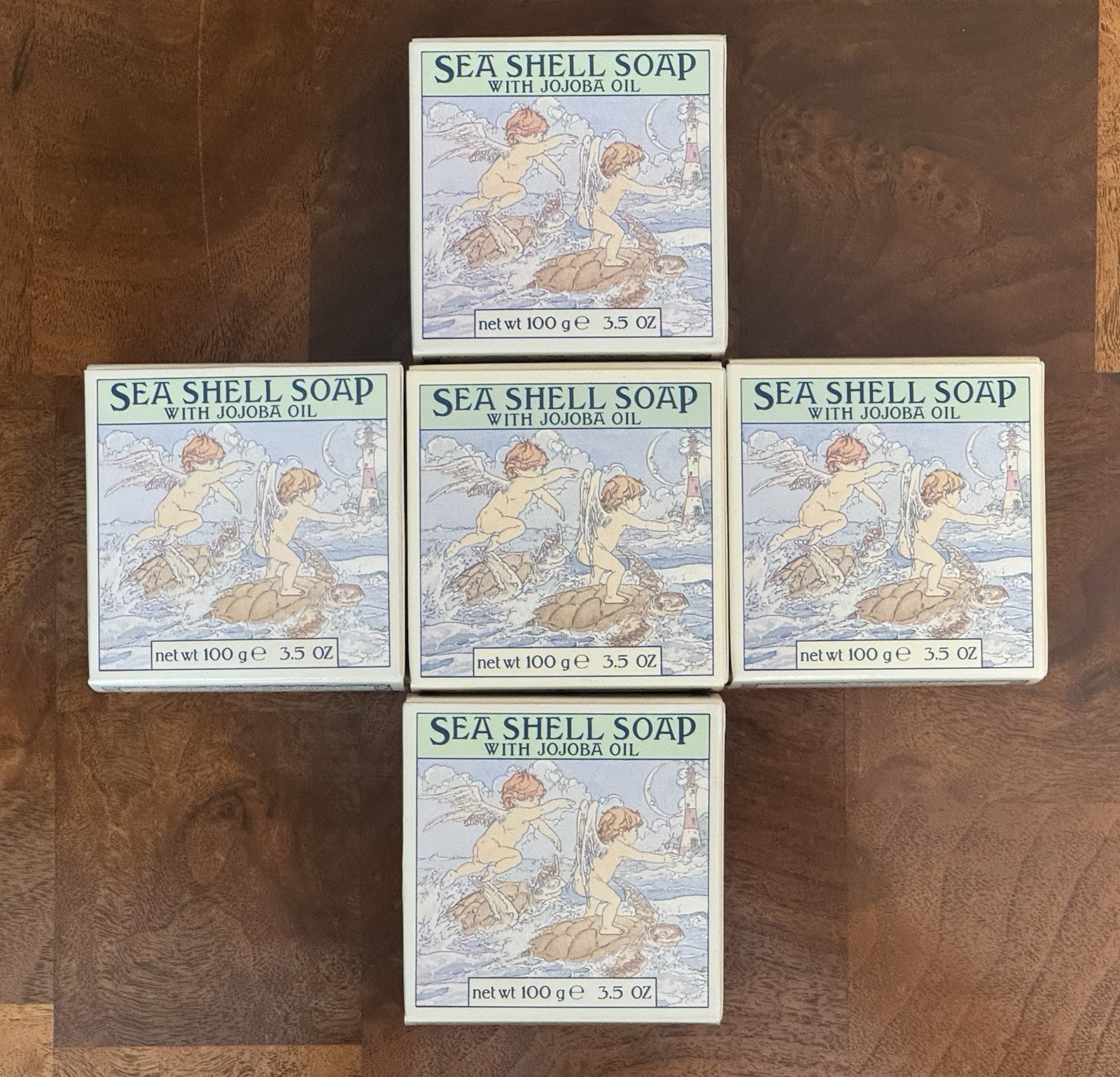 Set of (5) NOS Vintage Crabtree & Evelyn Sea Shell Soap w/ Jojoba Oil 1978 3.5oz