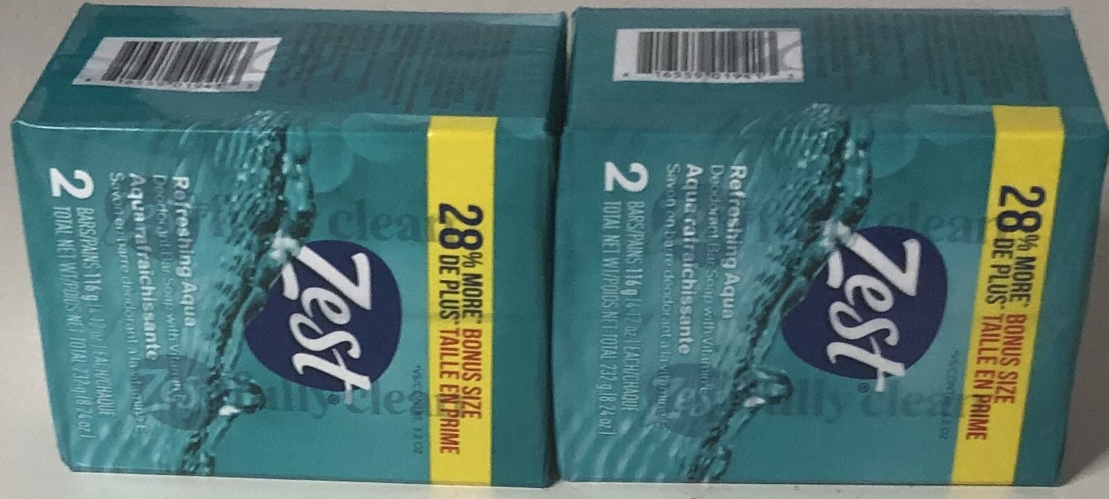 Zest Refreshing Aqua Deodorant Bar Soap 4.12 Oz PK (1 Set with 4 Bars)