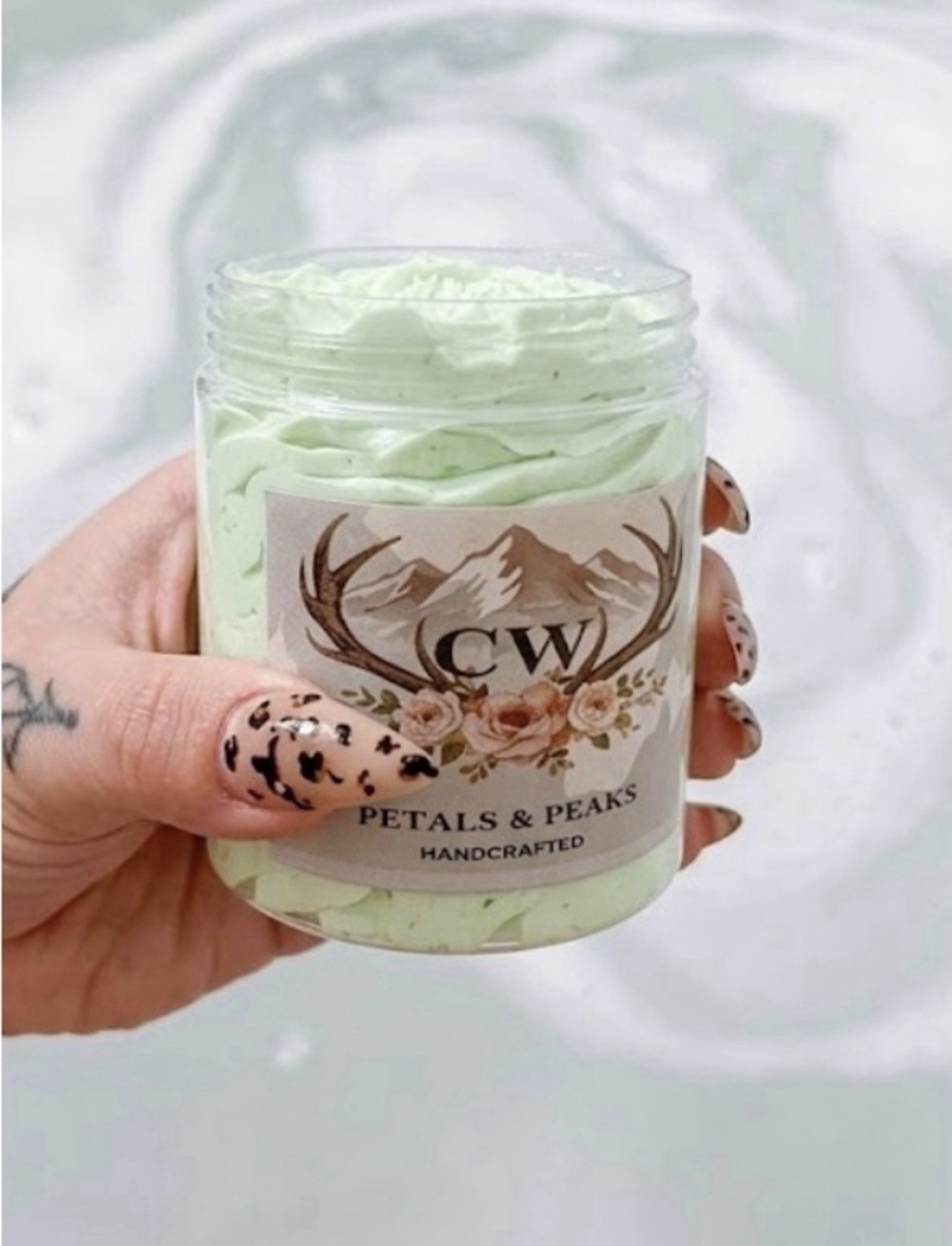 CW Petals & Peaks Dew-Kissed Melon Whipped Soap Handcrafted 8 oz for Body